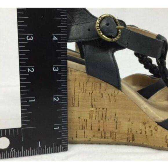 Sperry Womens SZ 6 Leather Black Cork Wedge Platform Sandals - Picture 9 of 11